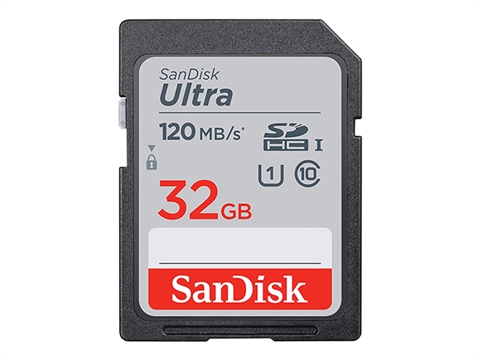 Карта памет SanDisk 32GB Ultra SDHC,120MB/s, UHS-I, C10, U1, Full HD, SD Card