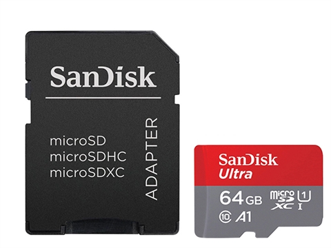 Карта памет SanDisk Ultra microSDXC 64GB 140MB/s ,Class10, A1 UHS-I и адаптер