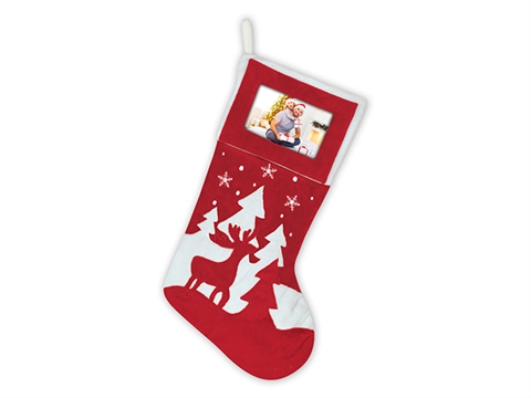 Коледен чорап с елен, елхи и място за снимка 10х15 см. ZEP TT23