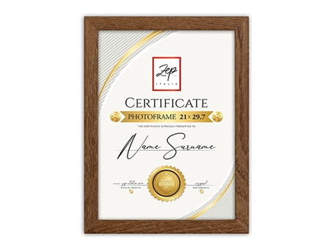  Рамка за сертификат ZEP Certificate 21x29,7 см., дървена, кафява