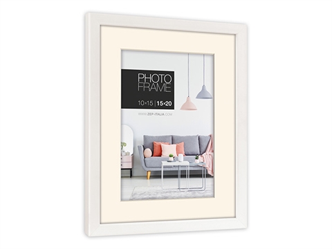 Рамка за снимки ZEP Edison 15x20 см., с паспарту за 10х15 см., пластмасова, бяла