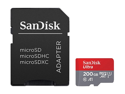 Карта памет  SanDisk Mobile Ultra microSDHC 200 GB card 100MB/s  667х и SD адаптер