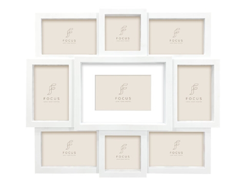 Рамка за снимки галерия Focus Collage 9 Pictures White за 9 броя, Пластмасова