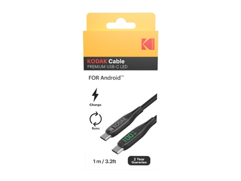 Кабел за ултра бързо зареждане Kodak USB-C към USB-C с LED дисплей