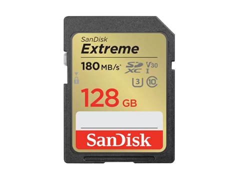 Карта памет SanDisk Extreme 128GB SDXC, UHS-I, Class 10, U3, V30