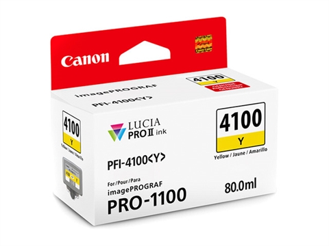 Касета с пигментно мастило Canon PFI-4100 за принтер imagePROGRAF PRO-1100, Yellow 80ml