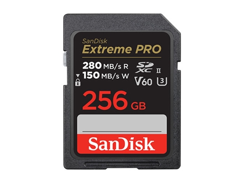 Карта памет SanDisk Extreme PRO 256GB SDXC, UHS-II, Class 10, U3, V60, 6K, 4K, UHD, up to 280MB/s