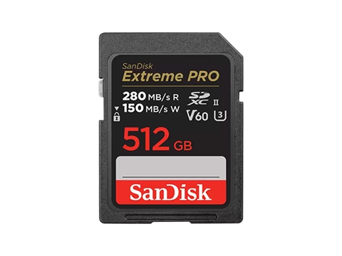 Карта памет SanDisk Extreme PRO 512GB SDXC, UHS-II, Class 10, U3, V60, 6K, 4K, UHD, up to 280MB/s