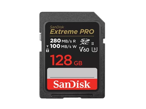 Карта памет SanDisk Extreme PRO 128GB SDXC, UHS-II, Class 10, U3, V60, 6K, 4K, UHD, up to 280MB/s