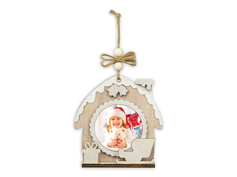 Декоративна коледна висулка къщичка ZEP Hazel D с място за снимка 6x6 см.