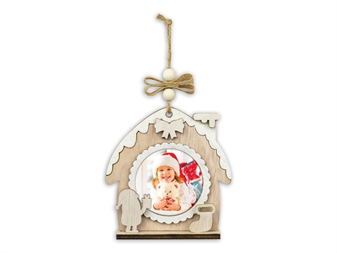 Декоративна коледна висулка къщичка ZEP Hazel C с място за снимка 6x6 см.