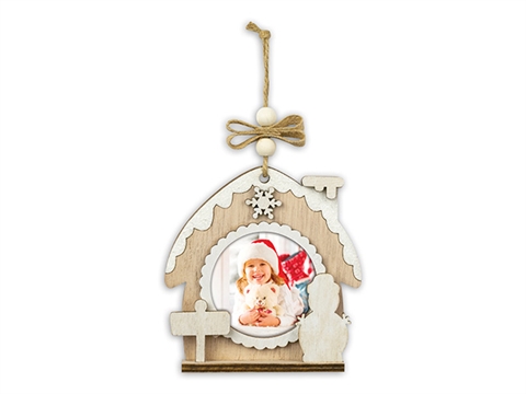 Декоративна коледна висулка къщичка ZEP Hazel A с място за снимка 6x6 см.