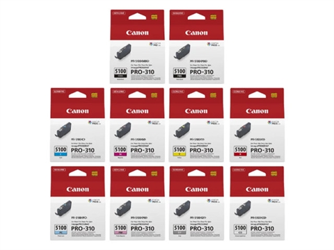 Комплект от 10 касети 14.4 ml пигментно мастило Canon PFI-5100 LUCIA PRO II за принтер imagePROGRAF PRO-310